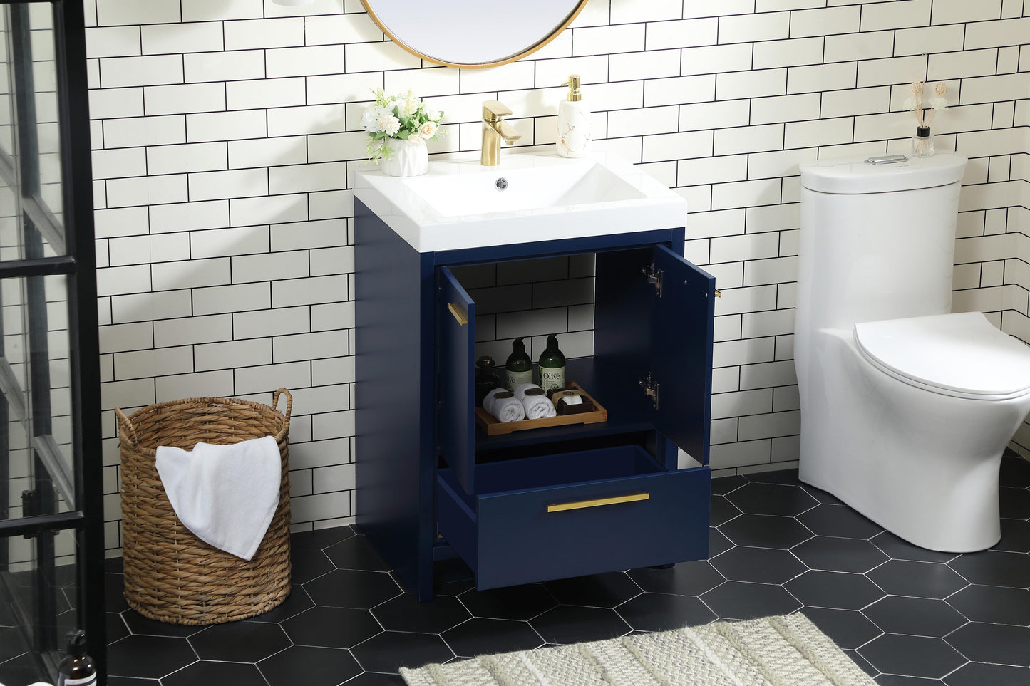 24 inch Single Bathroom Vanity in Blue