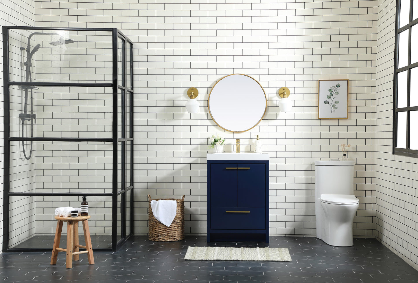 24 inch Single Bathroom Vanity in Blue