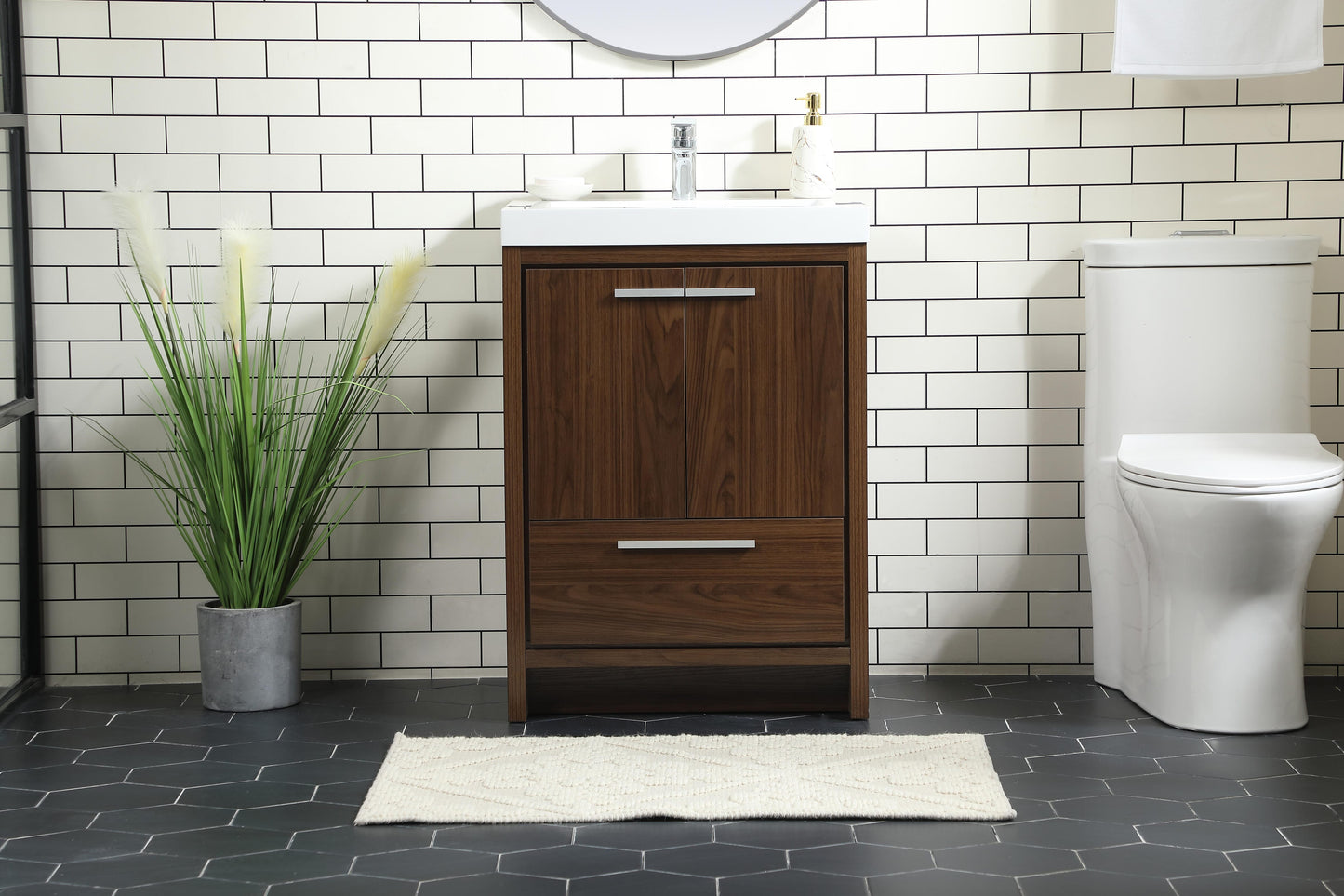 24 inch Single Bathroom Vanity in Walnut