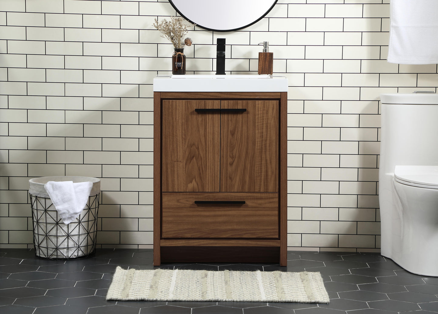 24 inch Single Bathroom Vanity in Walnut Brown - BC3902434WB