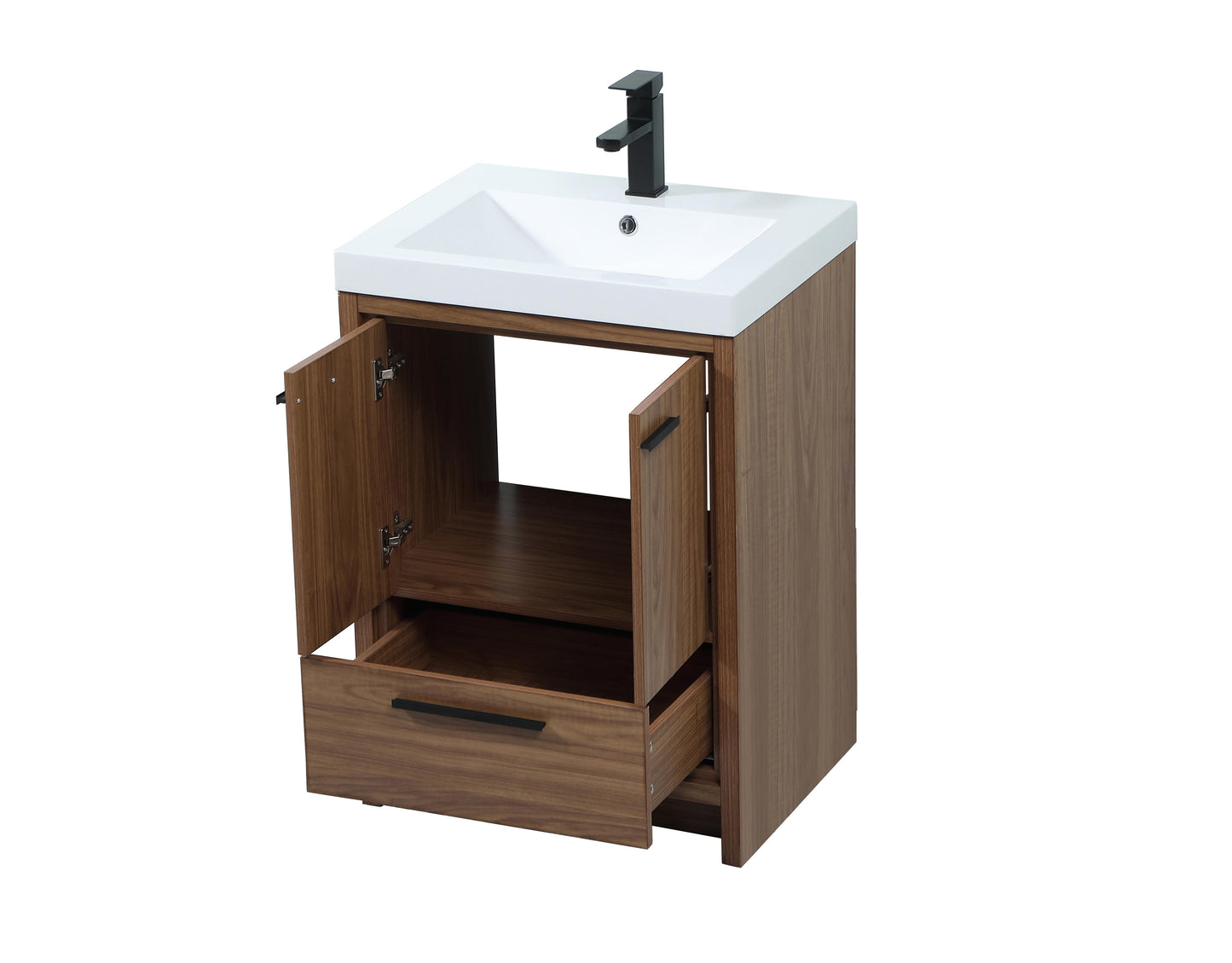 24 inch Single Bathroom Vanity in Walnut Brown - BC3902434WB