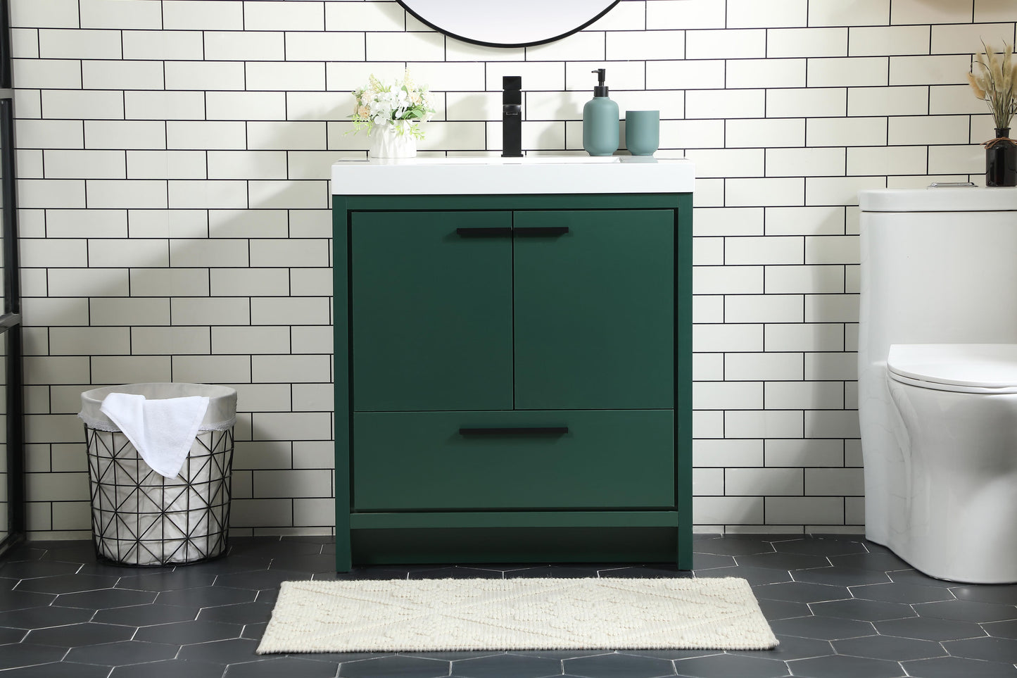 30 inch Single Bathroom Vanity in Green