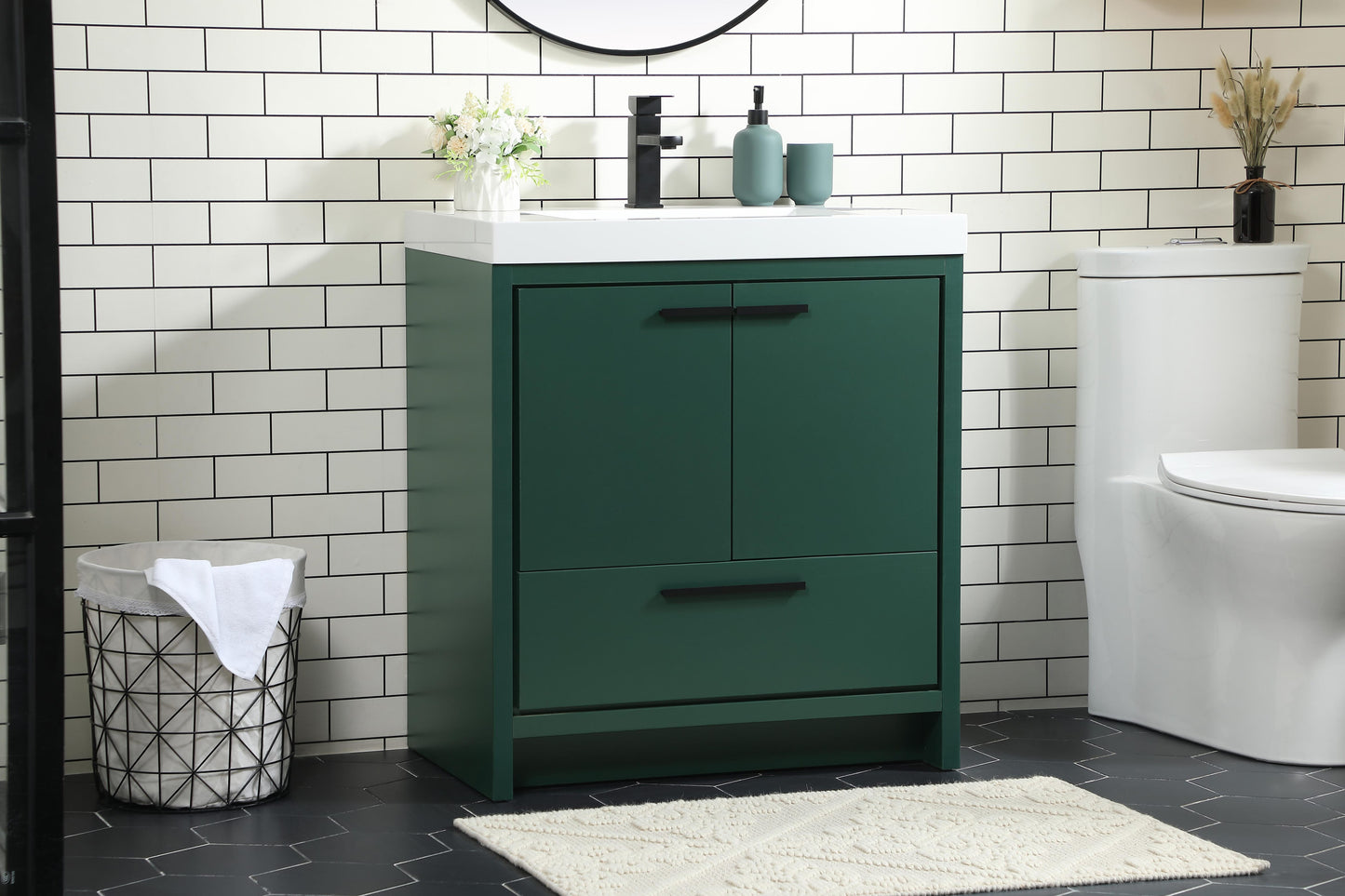 30 inch Single Bathroom Vanity in Green