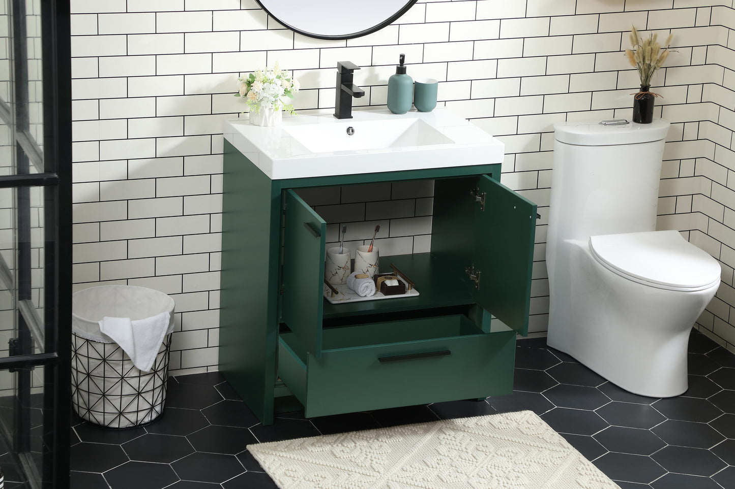 30 inch Single Bathroom Vanity in Green