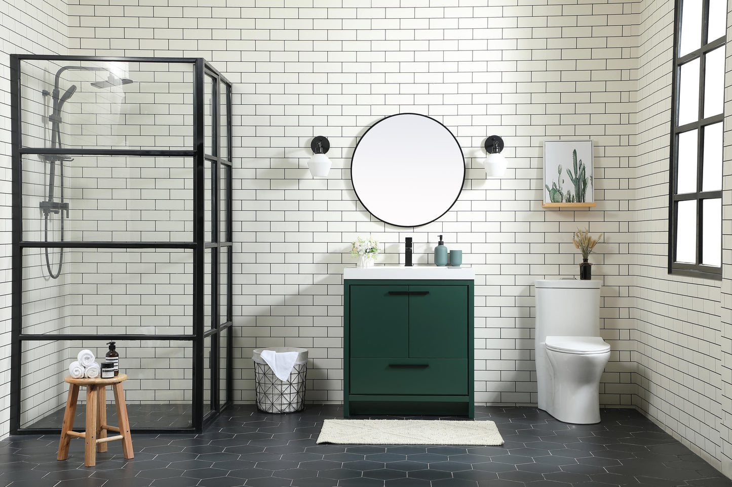 30 inch Single Bathroom Vanity in Green