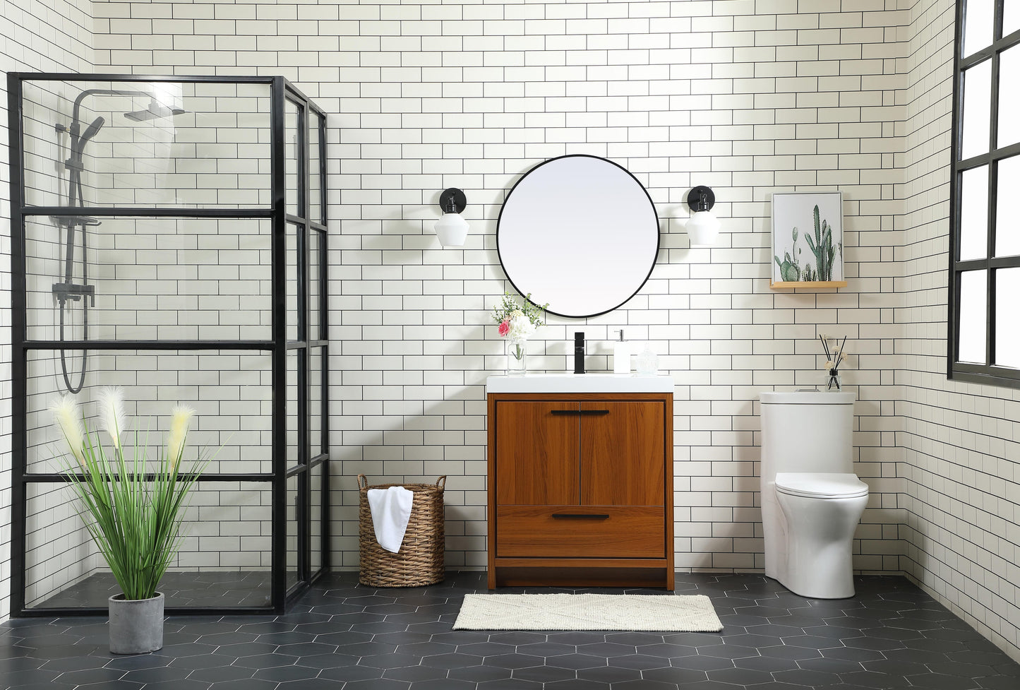 30 inch Single Bathroom Vanity in Teak