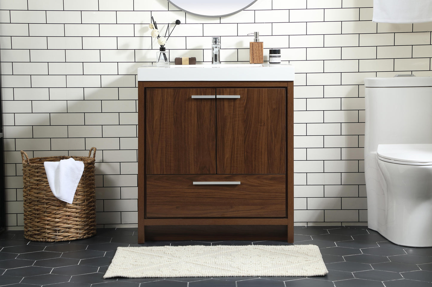 30 inch Single Bathroom Vanity in Walnut