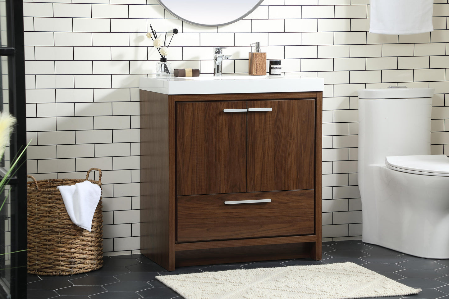 30 inch Single Bathroom Vanity in Walnut