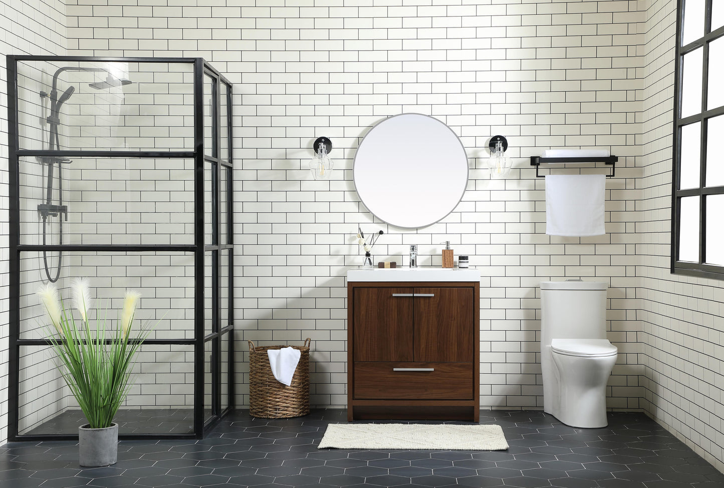 30 inch Single Bathroom Vanity in Walnut