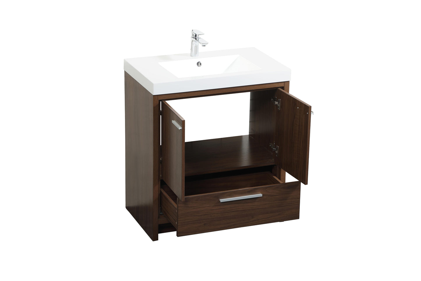 30 inch Single Bathroom Vanity in Walnut