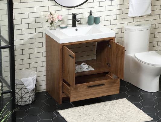 30 inch Single Bathroom Vanity in Walnut Brown - BC3903034WB