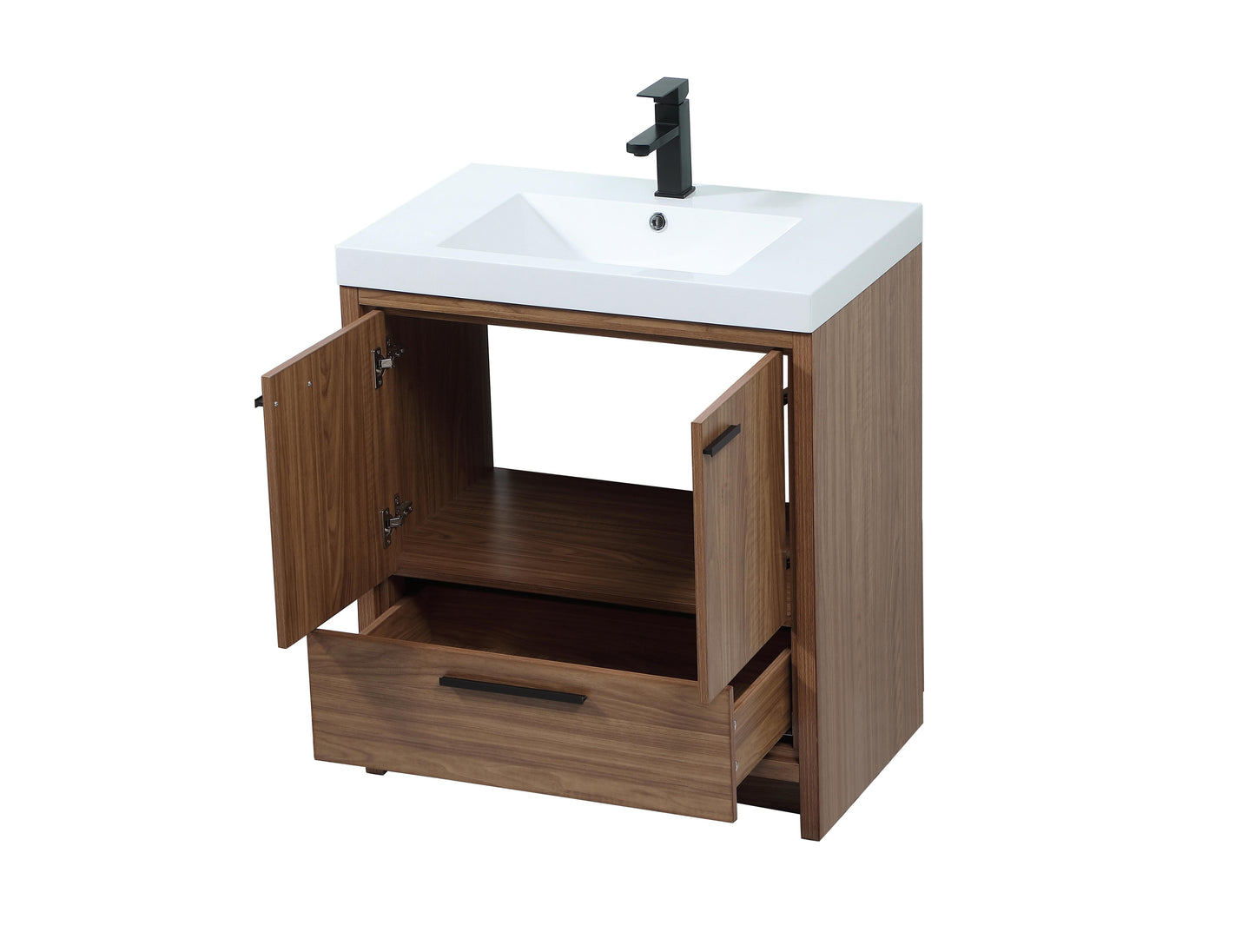 30 inch Single Bathroom Vanity in Walnut Brown - BC3903034WB