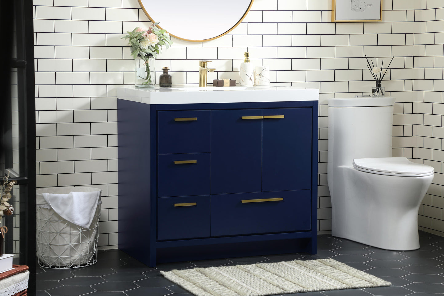 36 inch Single Bathroom Vanity in Blue