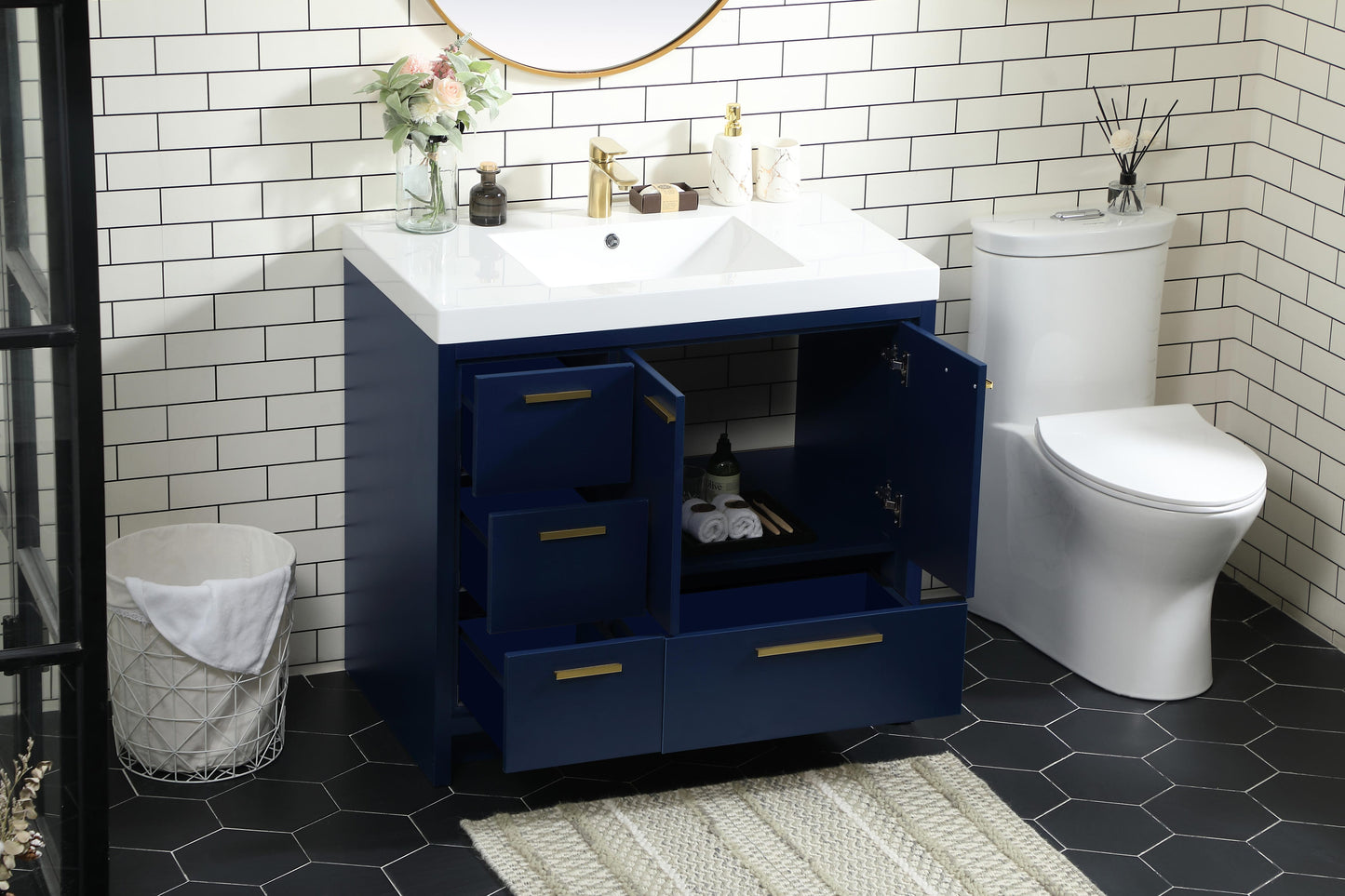 36 inch Single Bathroom Vanity in Blue