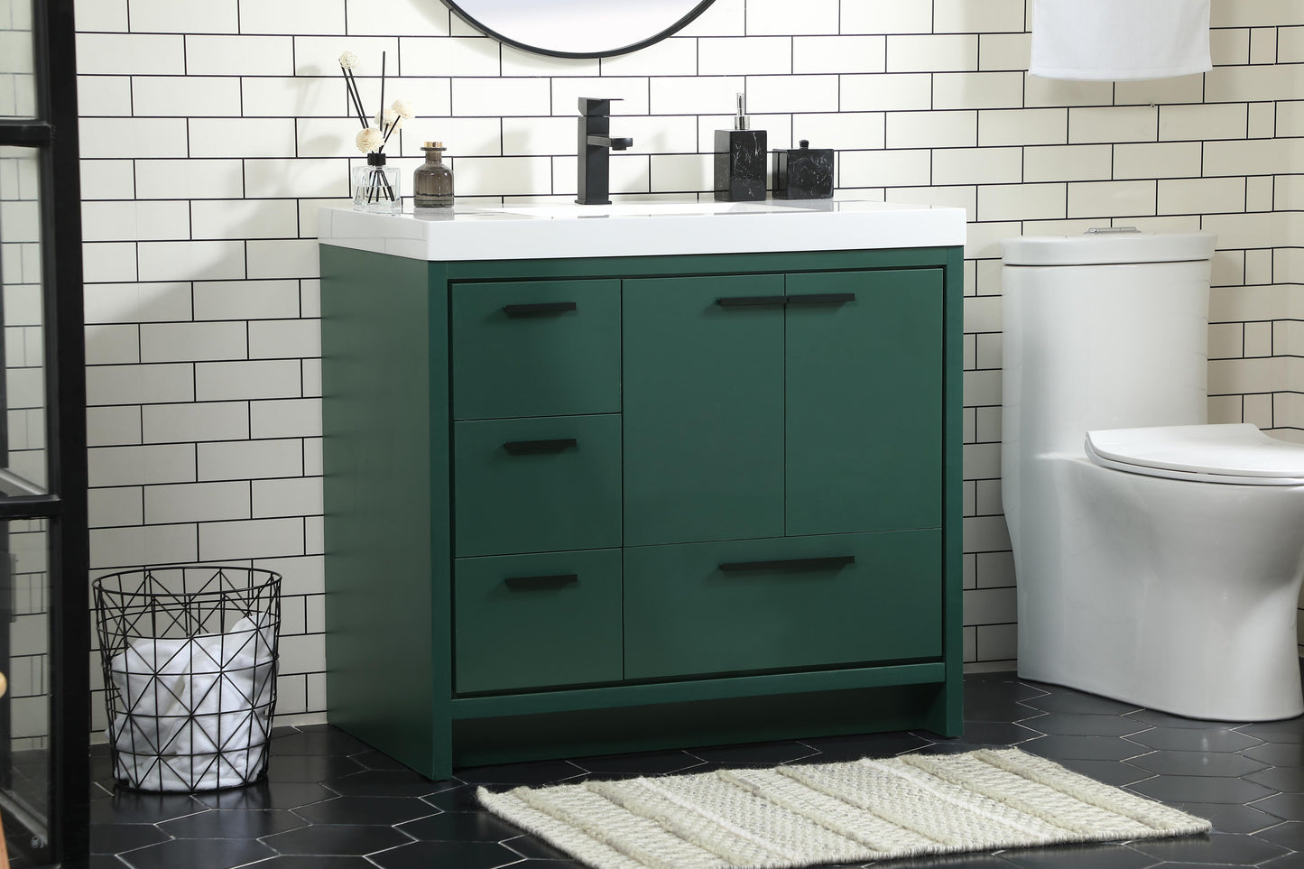 36 inch Single Bathroom Vanity in Green