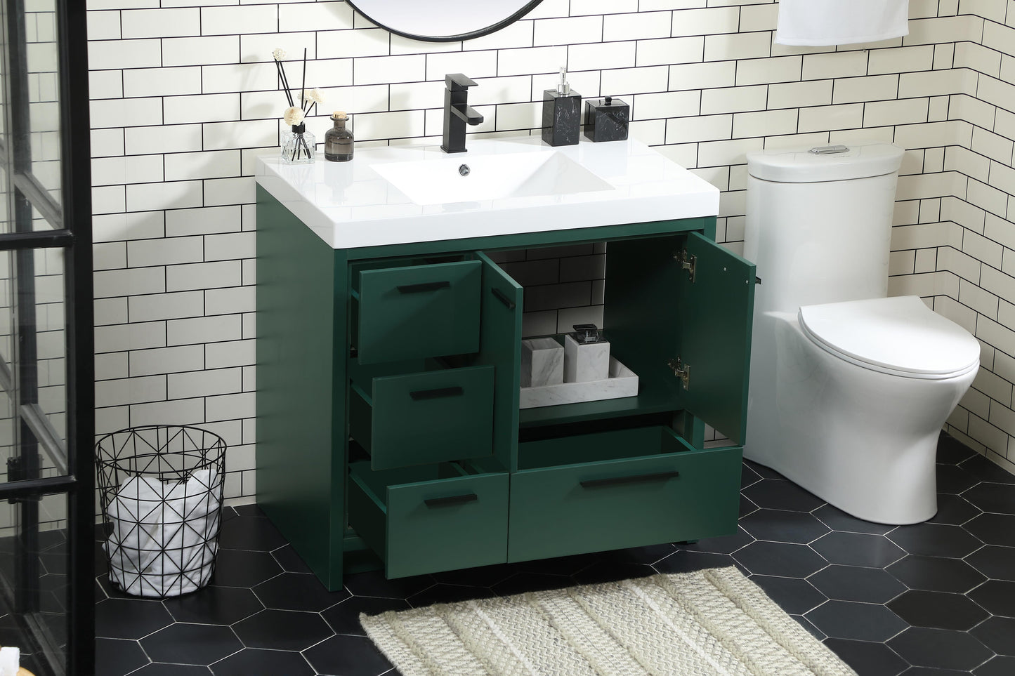 36 inch Single Bathroom Vanity in Green