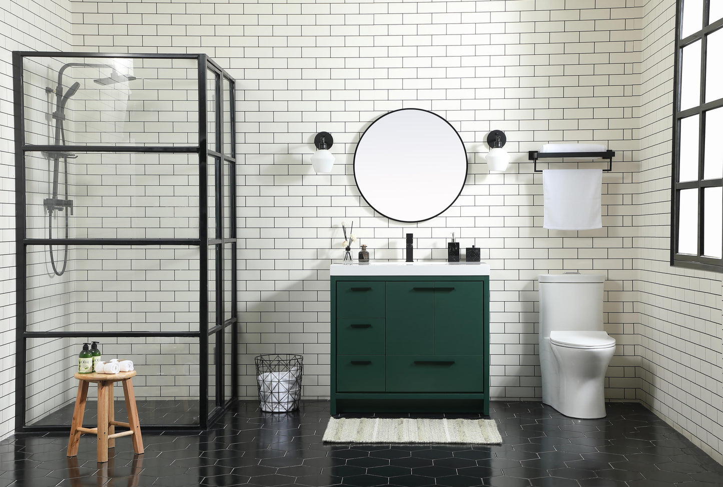 36 inch Single Bathroom Vanity in Green