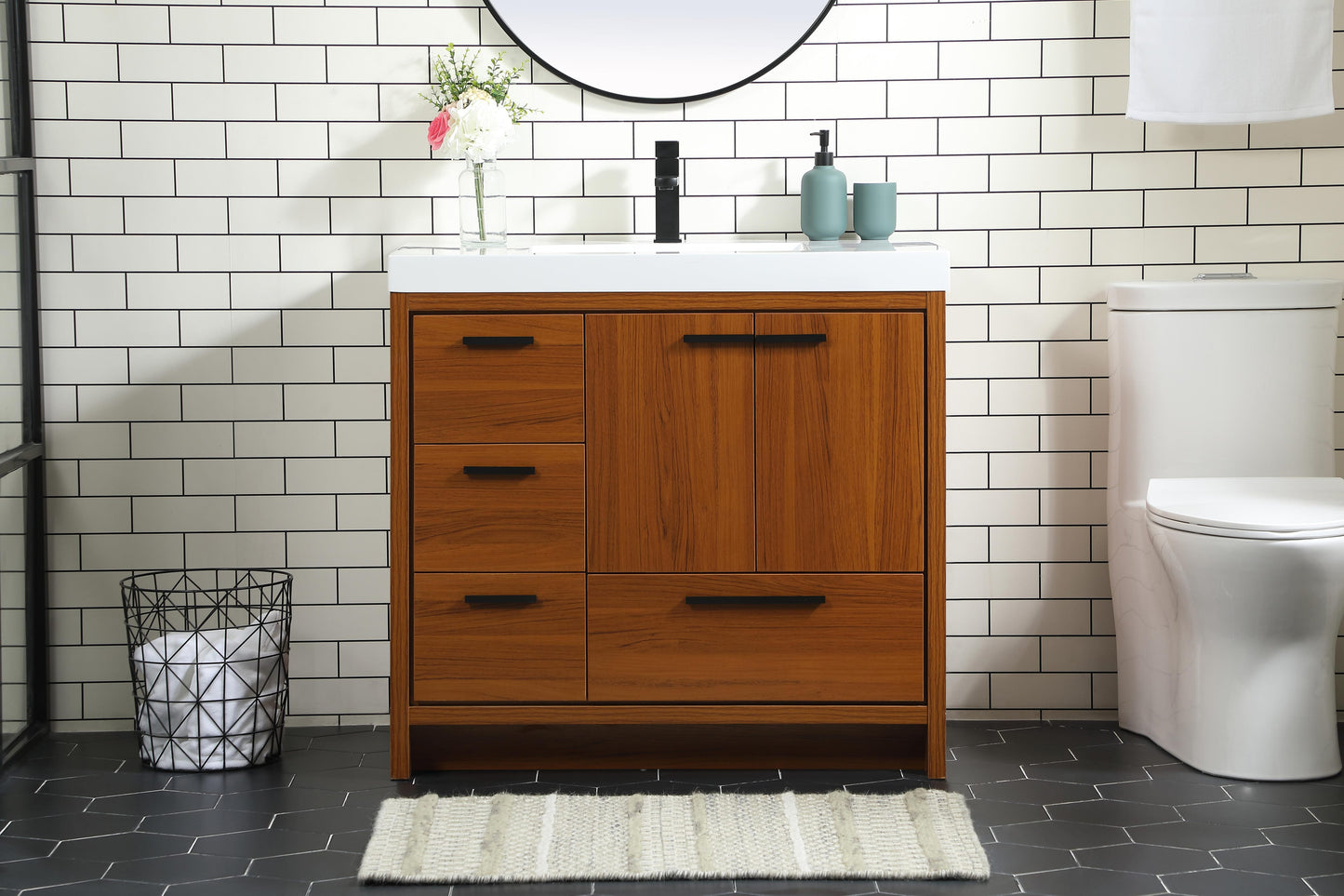 36 inch Single Bathroom Vanity in Teak