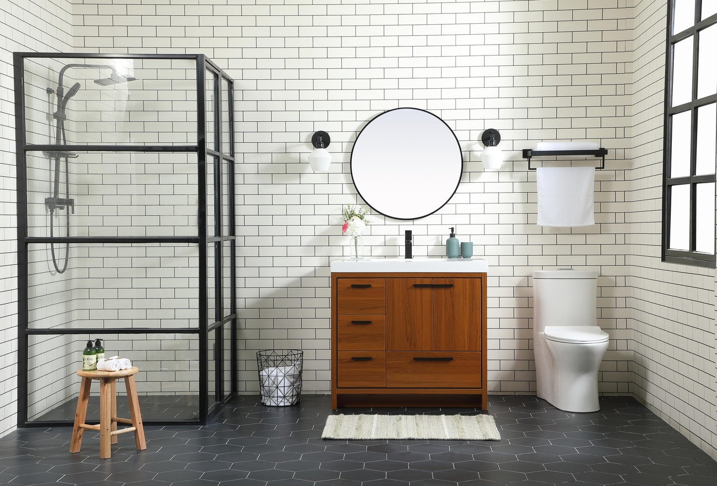 36 inch Single Bathroom Vanity in Teak