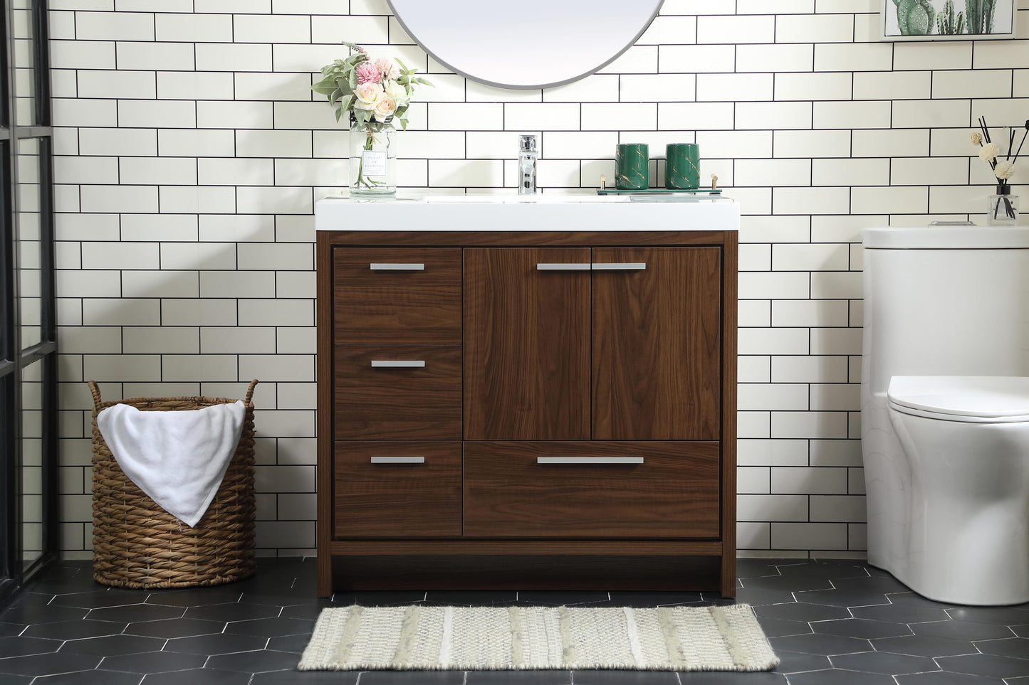 36 inch Single Bathroom Vanity in Walnut