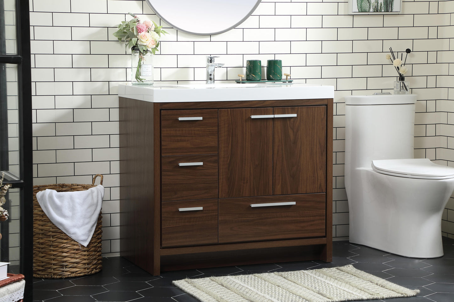 36 inch Single Bathroom Vanity in Walnut