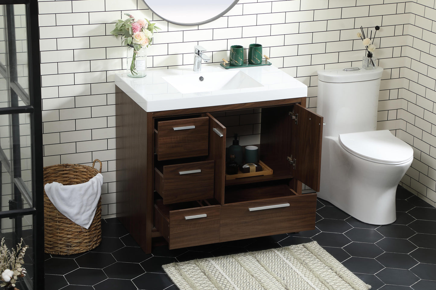 36 inch Single Bathroom Vanity in Walnut