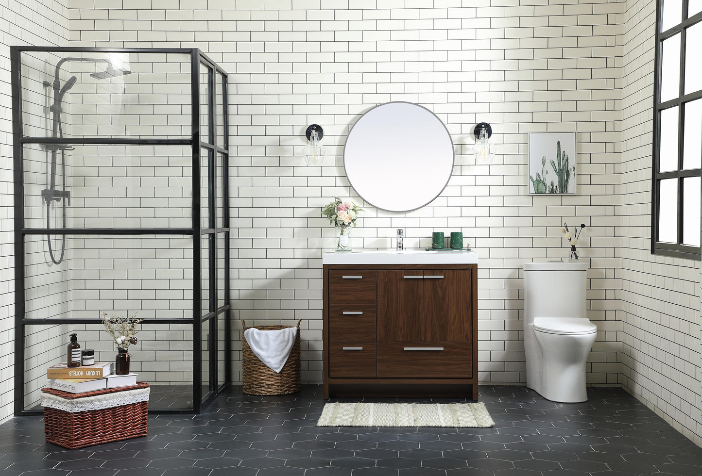 36 inch Single Bathroom Vanity in Walnut