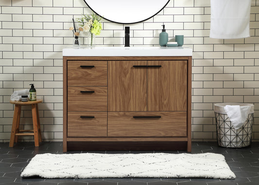 42 inch Single Bathroom Vanity in Walnut Brown - BC3904234WB