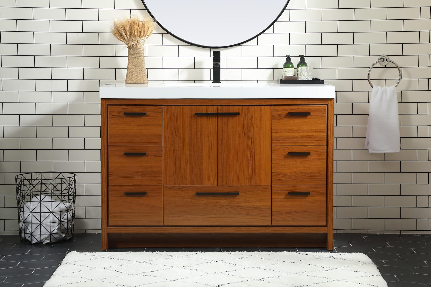 48 inch Single Bathroom Vanity in Teak