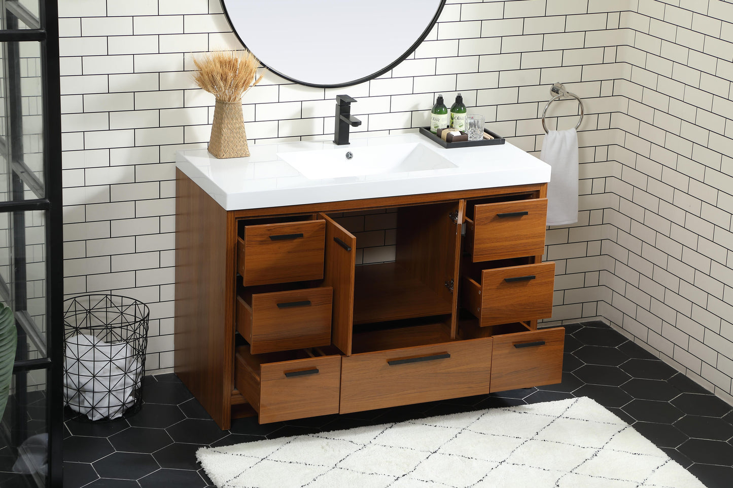 48 inch Single Bathroom Vanity in Teak