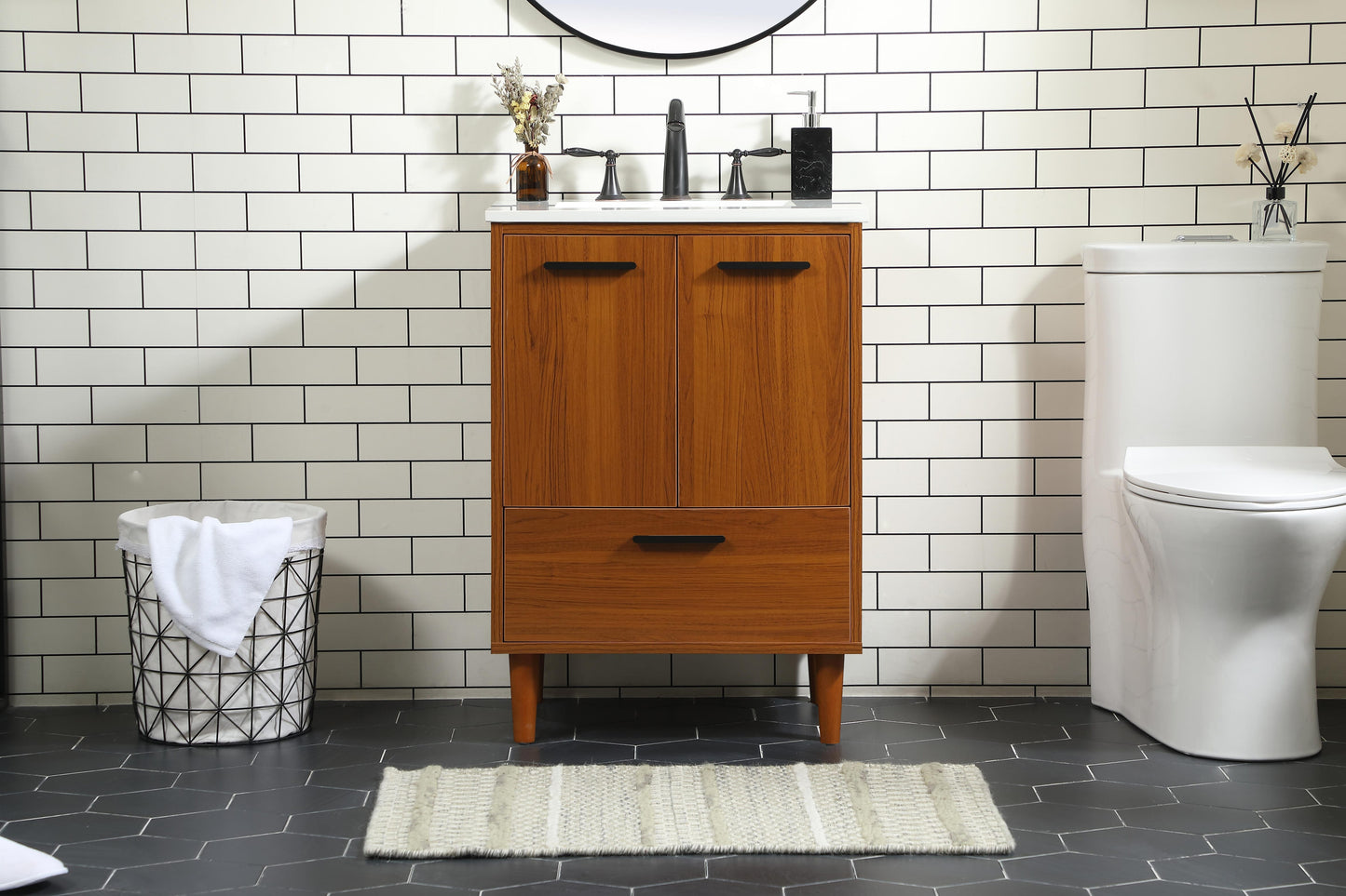 24 inch Bathroom Vanity in Teak