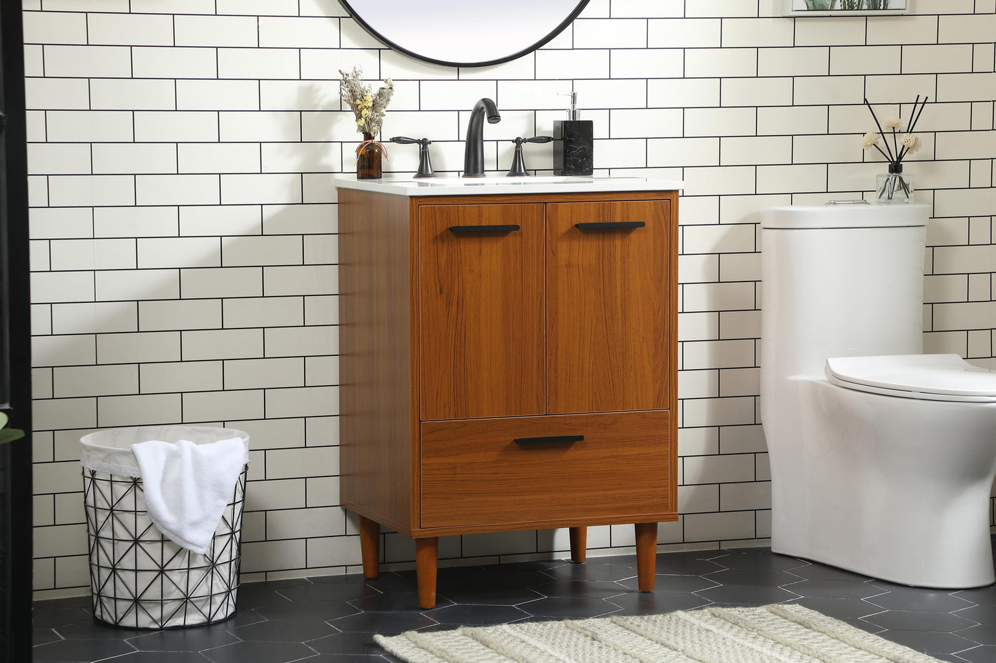 24 inch Bathroom Vanity in Teak