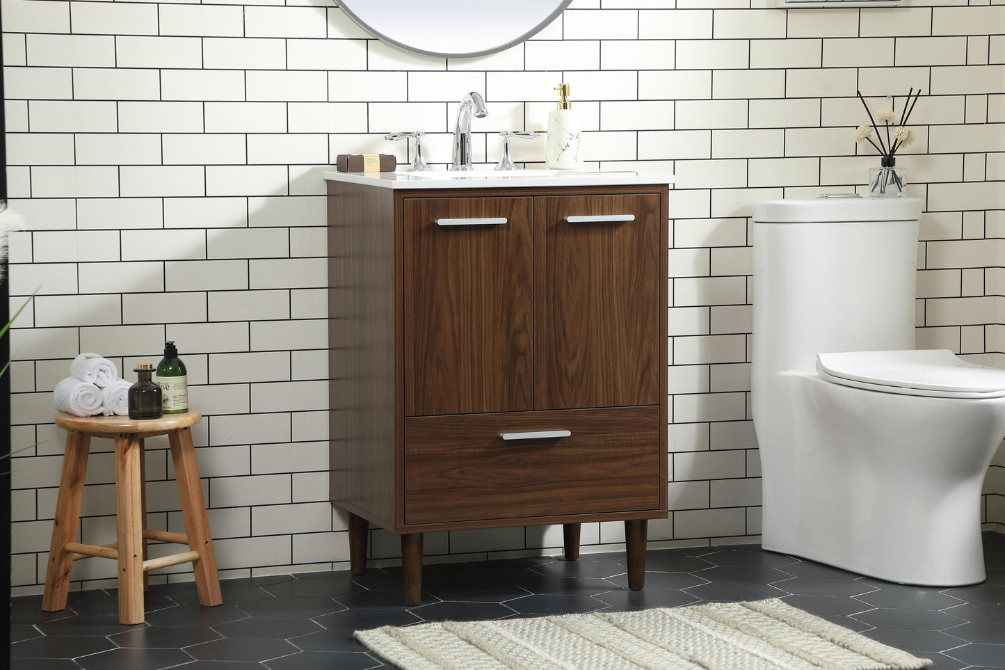 24 inch Bathroom Vanity in Walnut