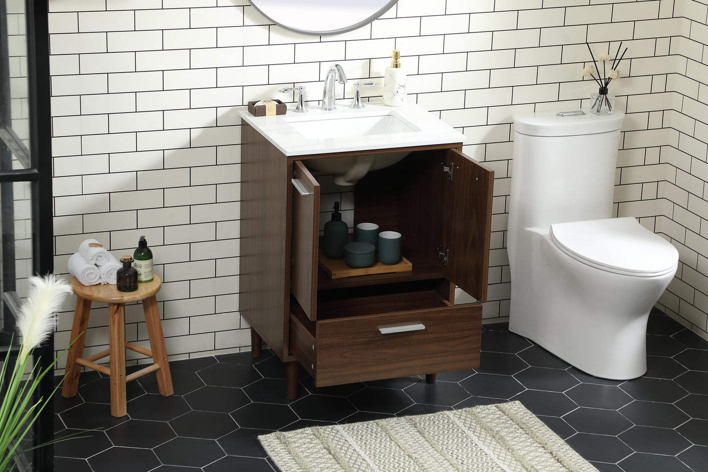 24 inch Bathroom Vanity in Walnut