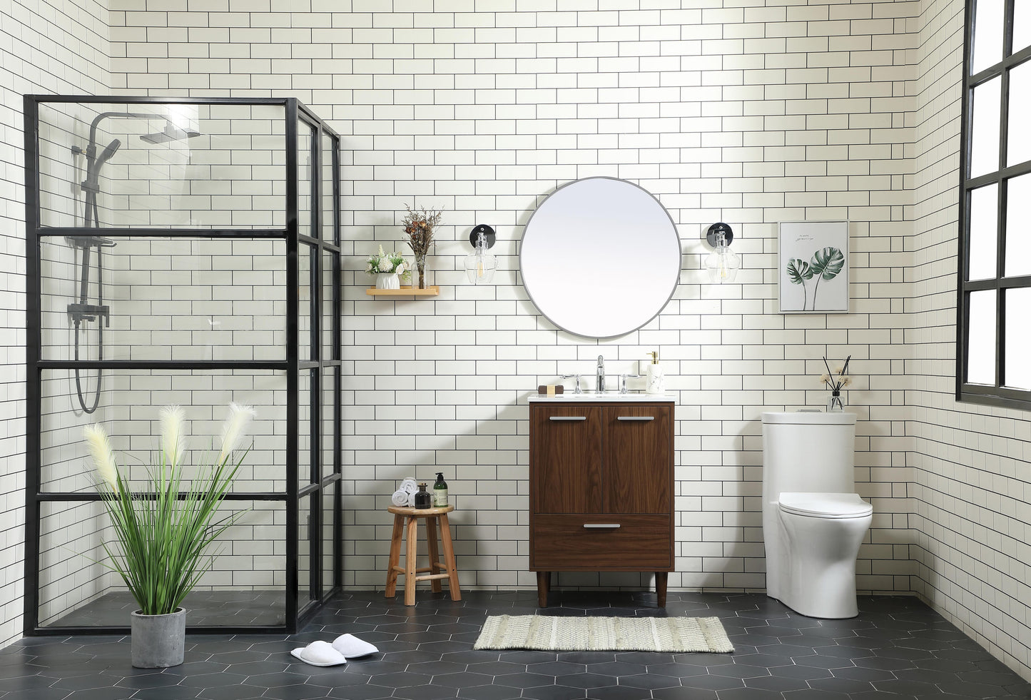 24 inch Bathroom Vanity in Walnut