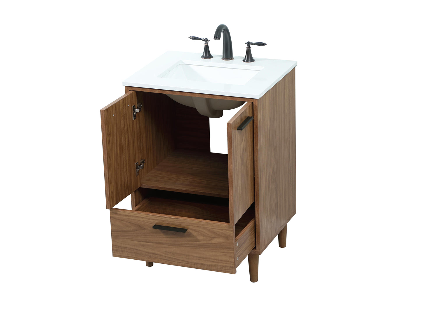 24 inch Single Bathroom Vanity in Walnut Brown - BC4002434WB