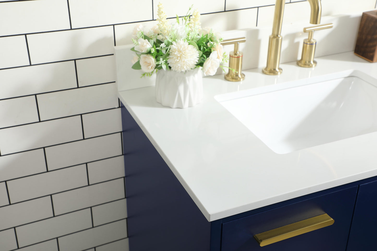 30 inch Bathroom Vanity in Blue with backsplash