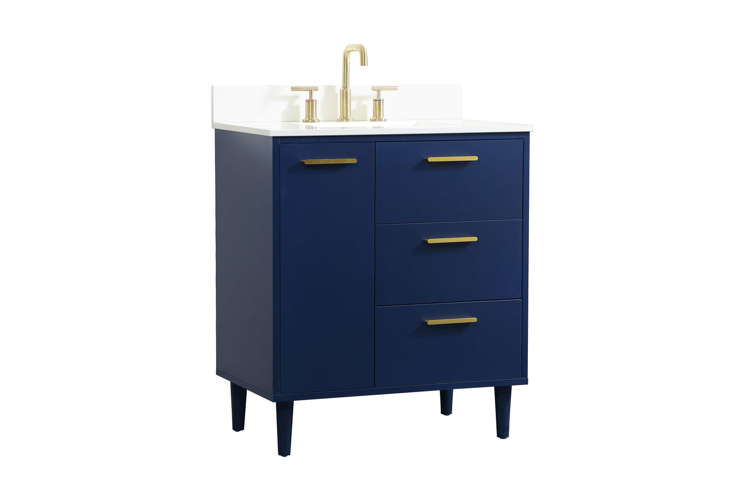 30 inch Bathroom Vanity in Blue with backsplash