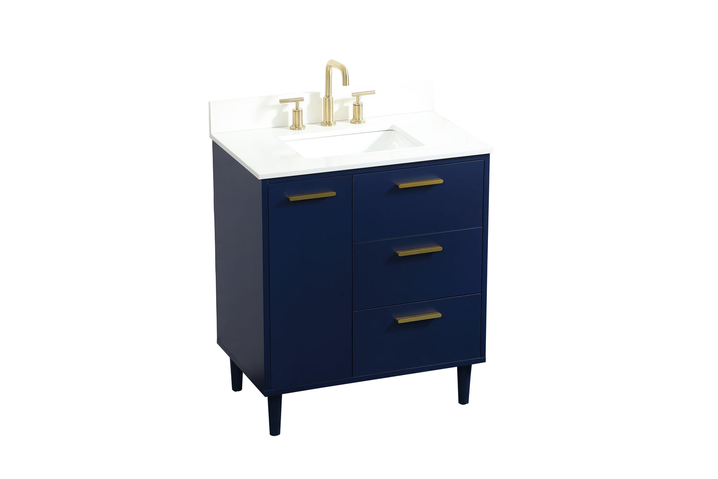 30 inch Bathroom Vanity in Blue with backsplash