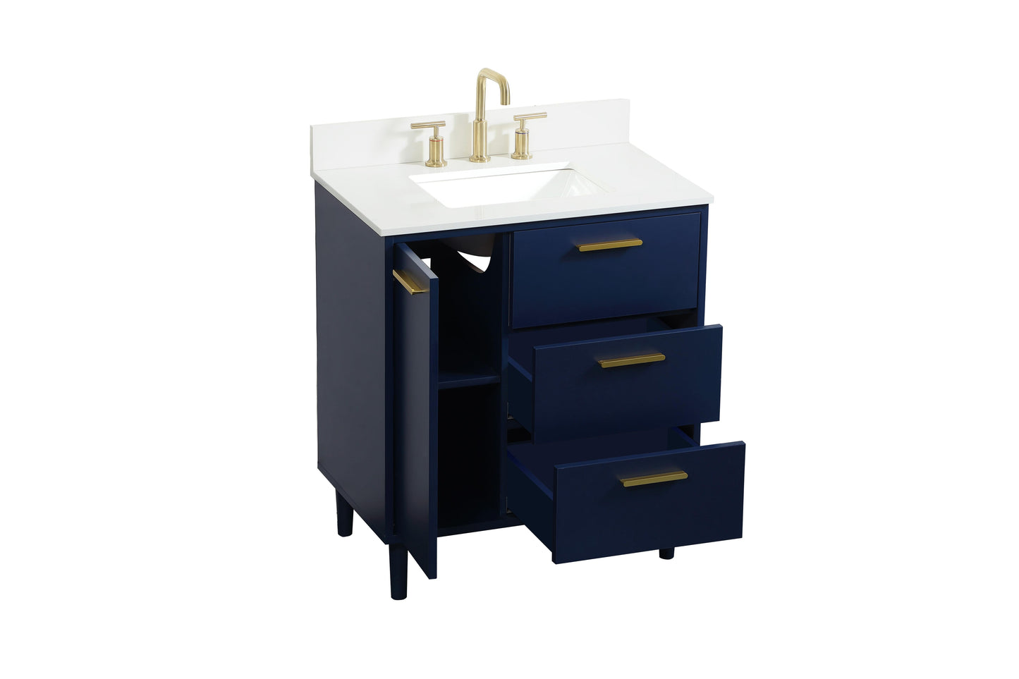 30 inch Bathroom Vanity in Blue with backsplash