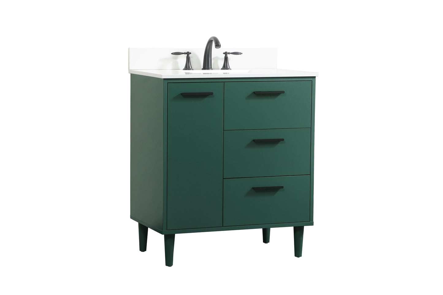 30 inch Bathroom Vanity in Green with backsplash