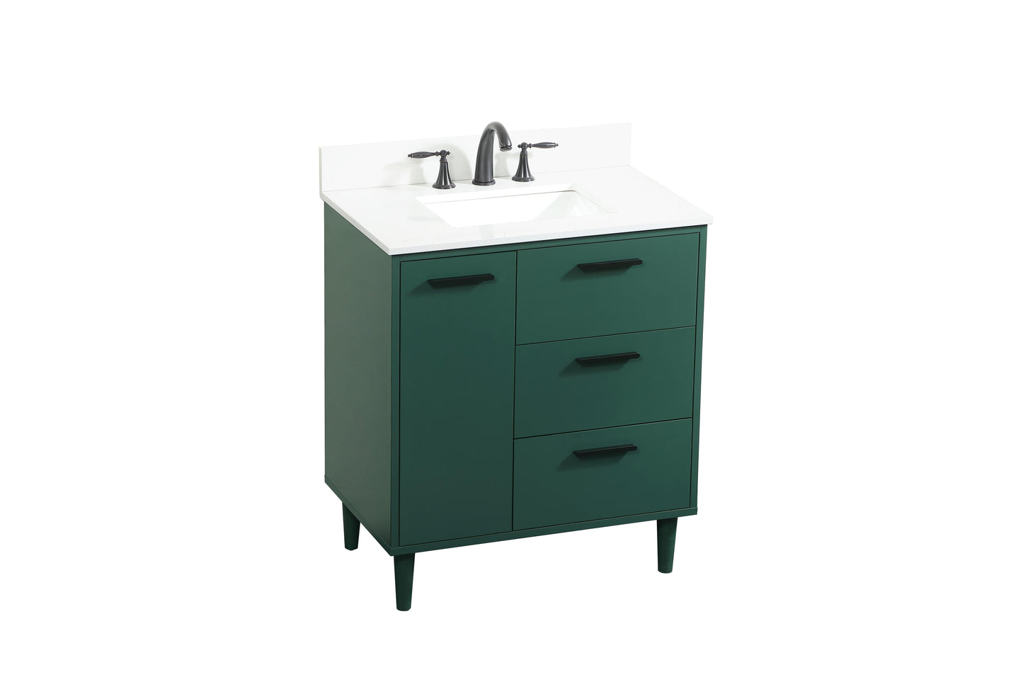 30 inch Bathroom Vanity in Green with backsplash