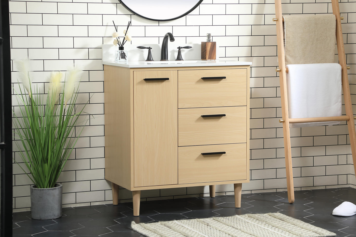 30 inch Bathroom Vanity in Maple with backsplash