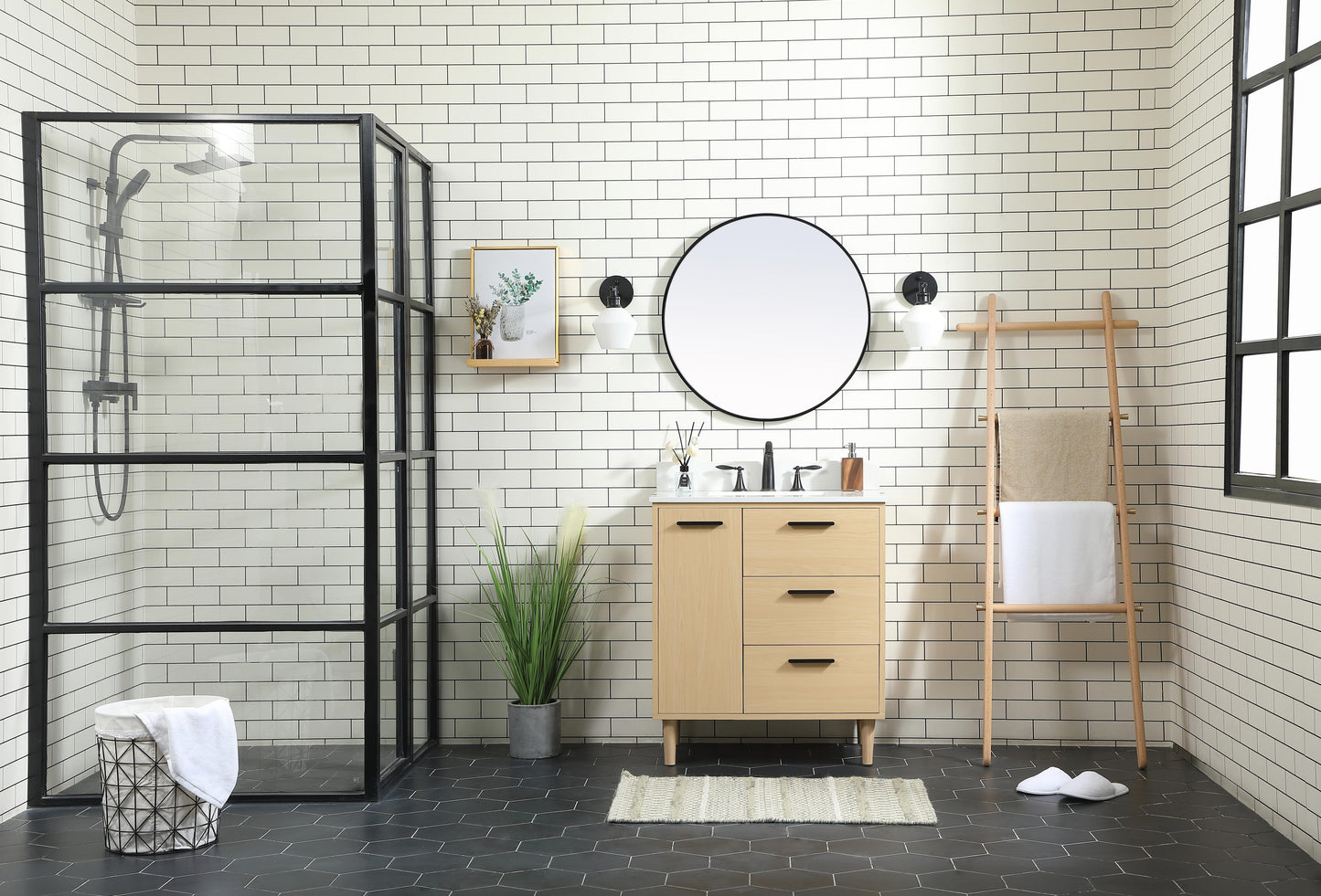 30 inch Bathroom Vanity in Maple with backsplash