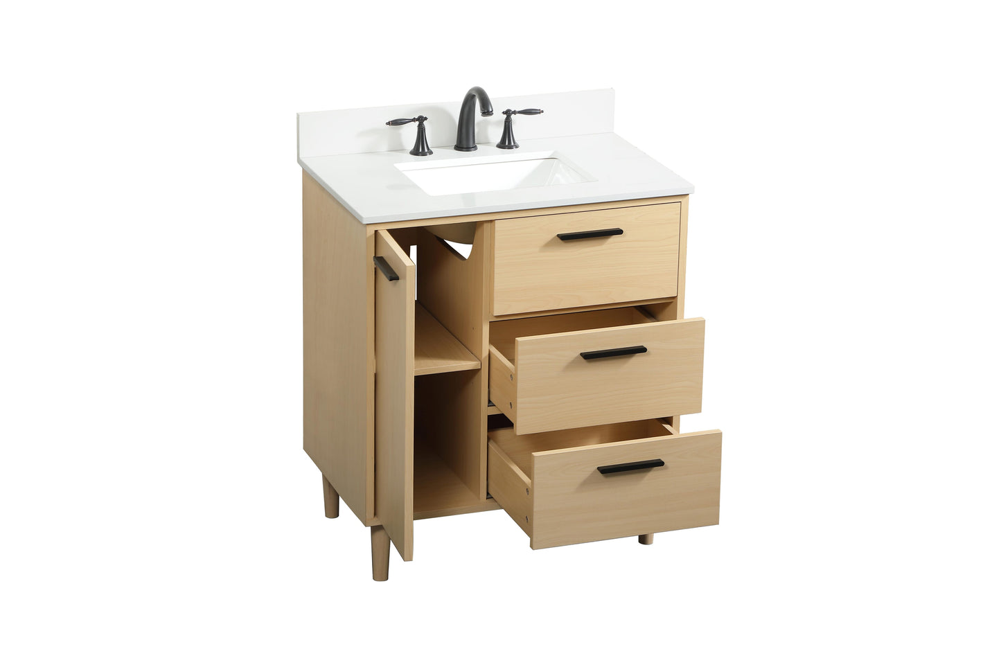 30 inch Bathroom Vanity in Maple with backsplash