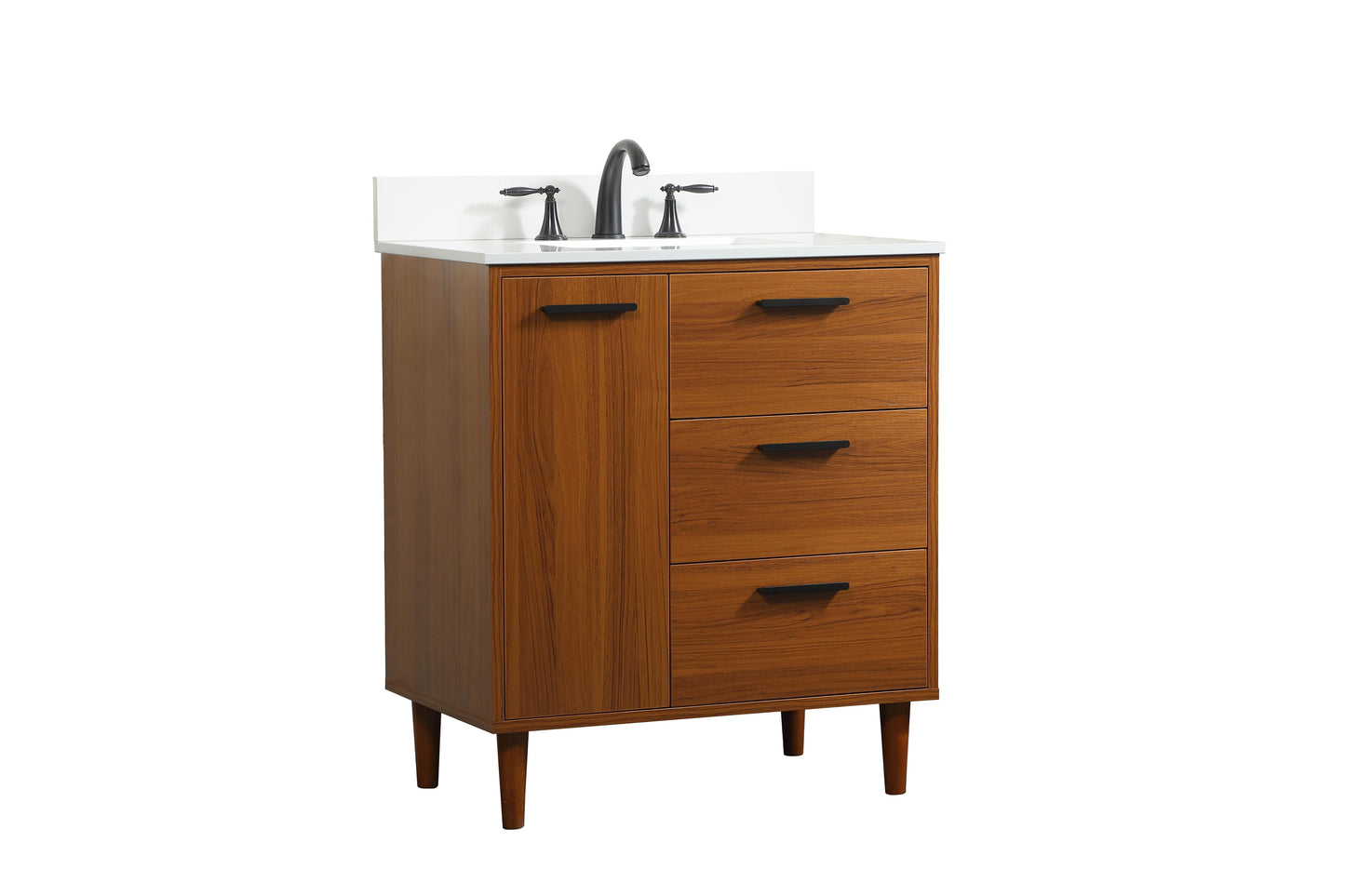 30 inch Bathroom Vanity in Teak with backsplash