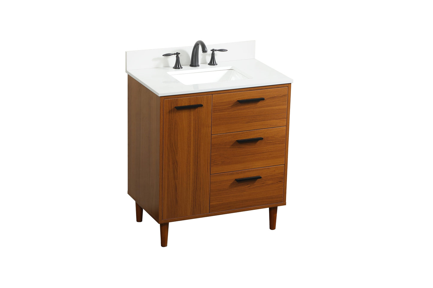 30 inch Bathroom Vanity in Teak with backsplash