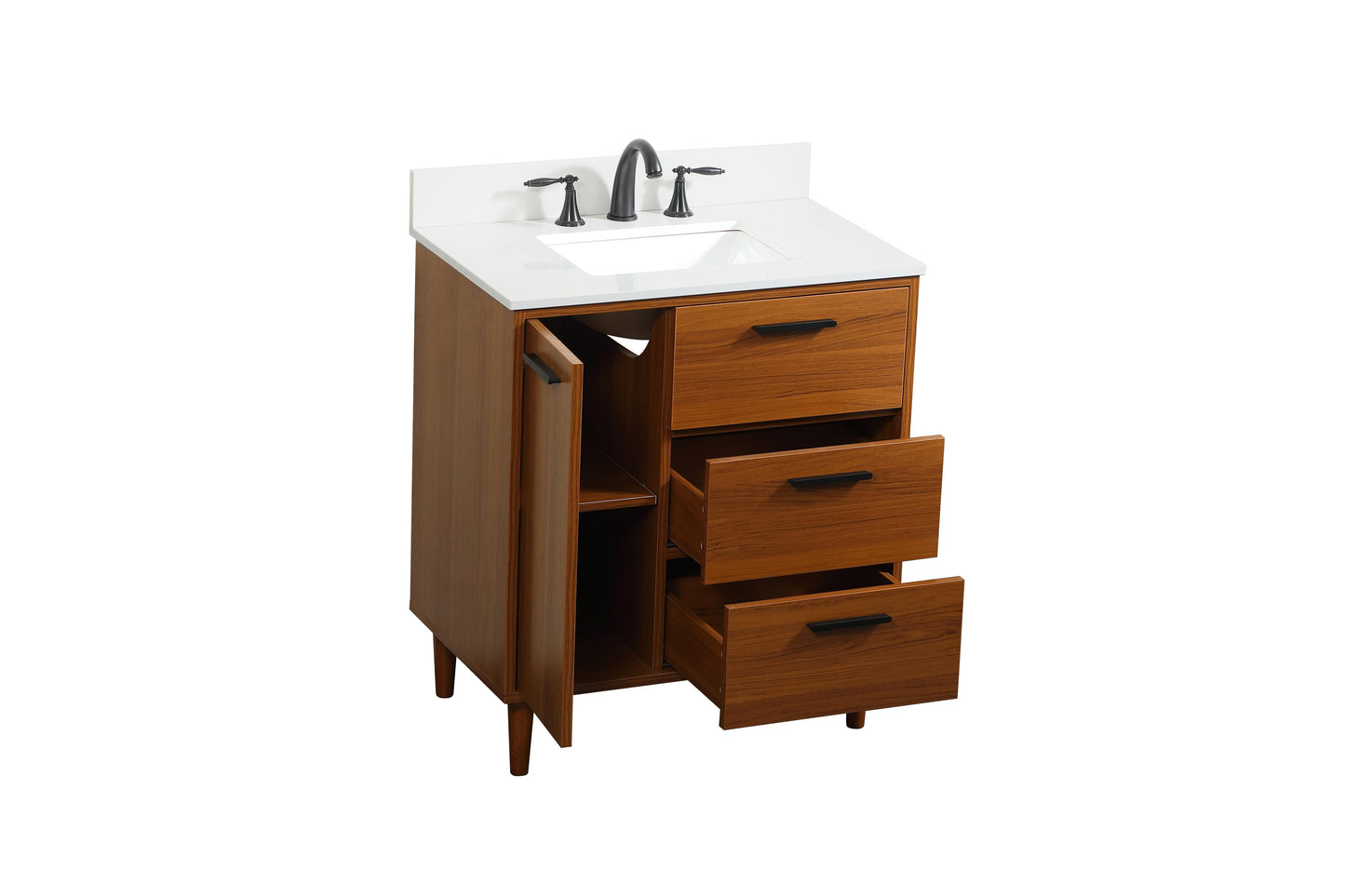 30 inch Bathroom Vanity in Teak with backsplash