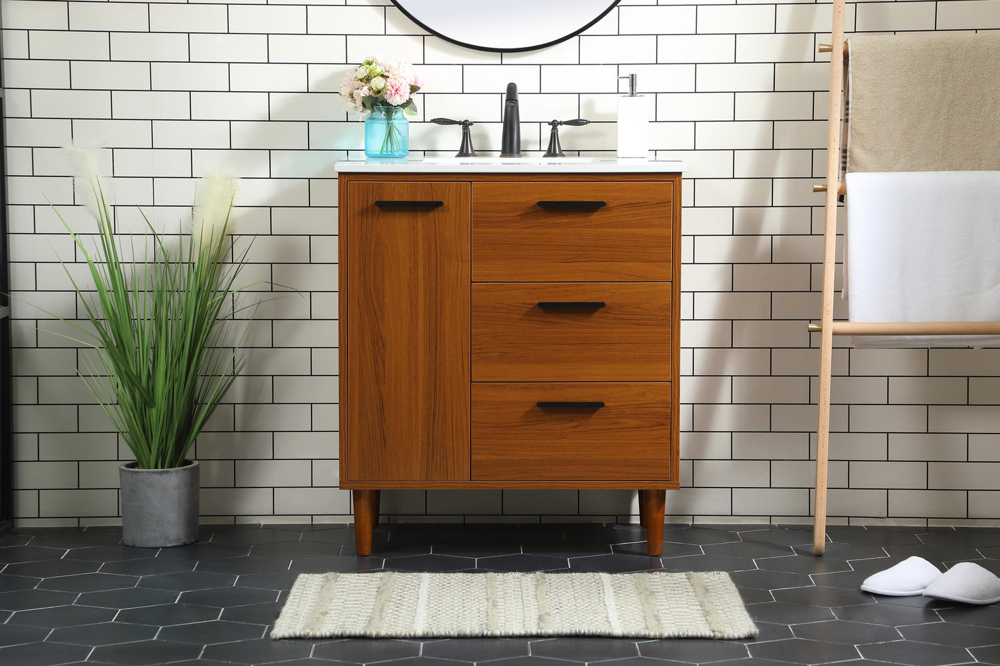 30 inch Bathroom Vanity in Teak