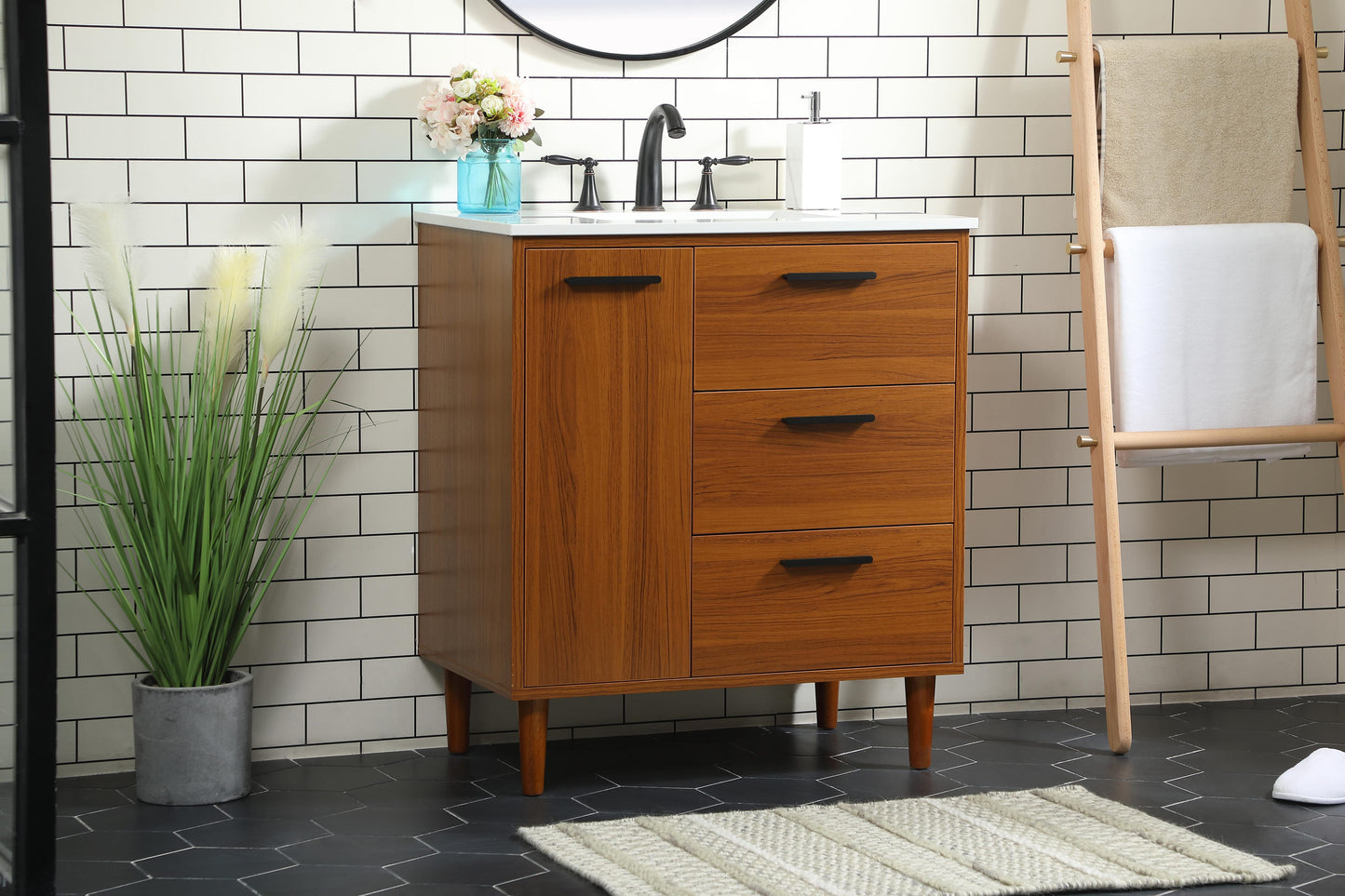 30 inch Bathroom Vanity in Teak